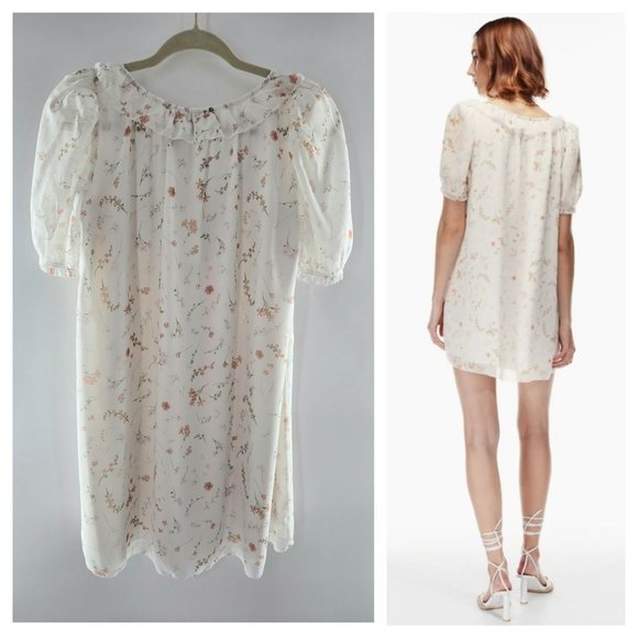 Aritzia Wilfred White Floral Reverie Mini Dress in Birch Women's Size XS NEW - Picture 7 of 11